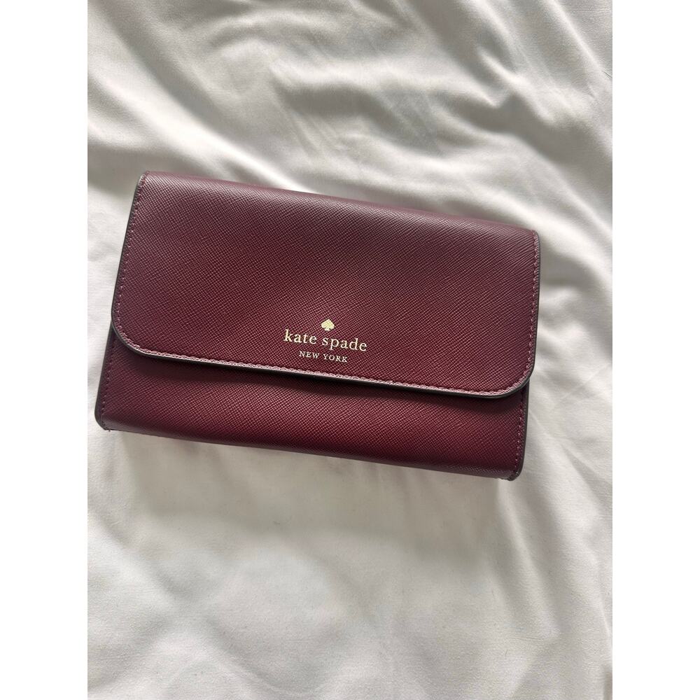 Kate Spade Brynn Small Flap Crossbody Deep Berry Burgundy - Picture 3 of 11